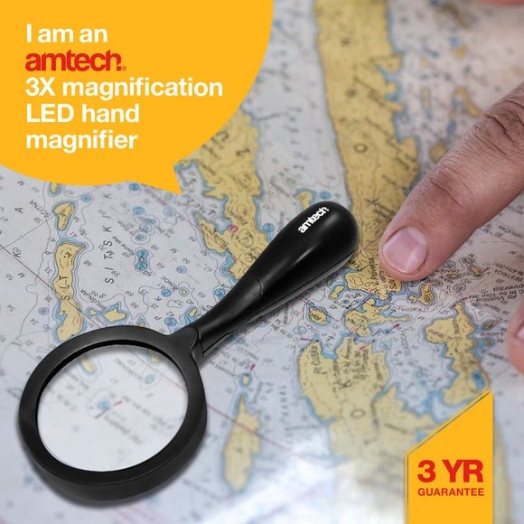 3X MAGNIFICATION LED HAND MAGNIFIER