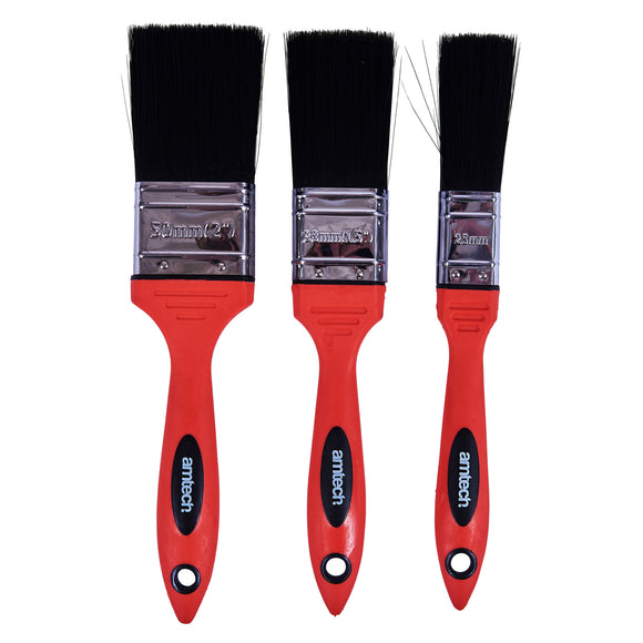 3pc NO BRISTLE LOSS PAINT BRUSH SET - SOFT HANDLE