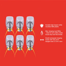 6pcs SMALL REMOVABLE SELF-ADHESIVE METAL HOOK SET (3 X 2.1 cm)