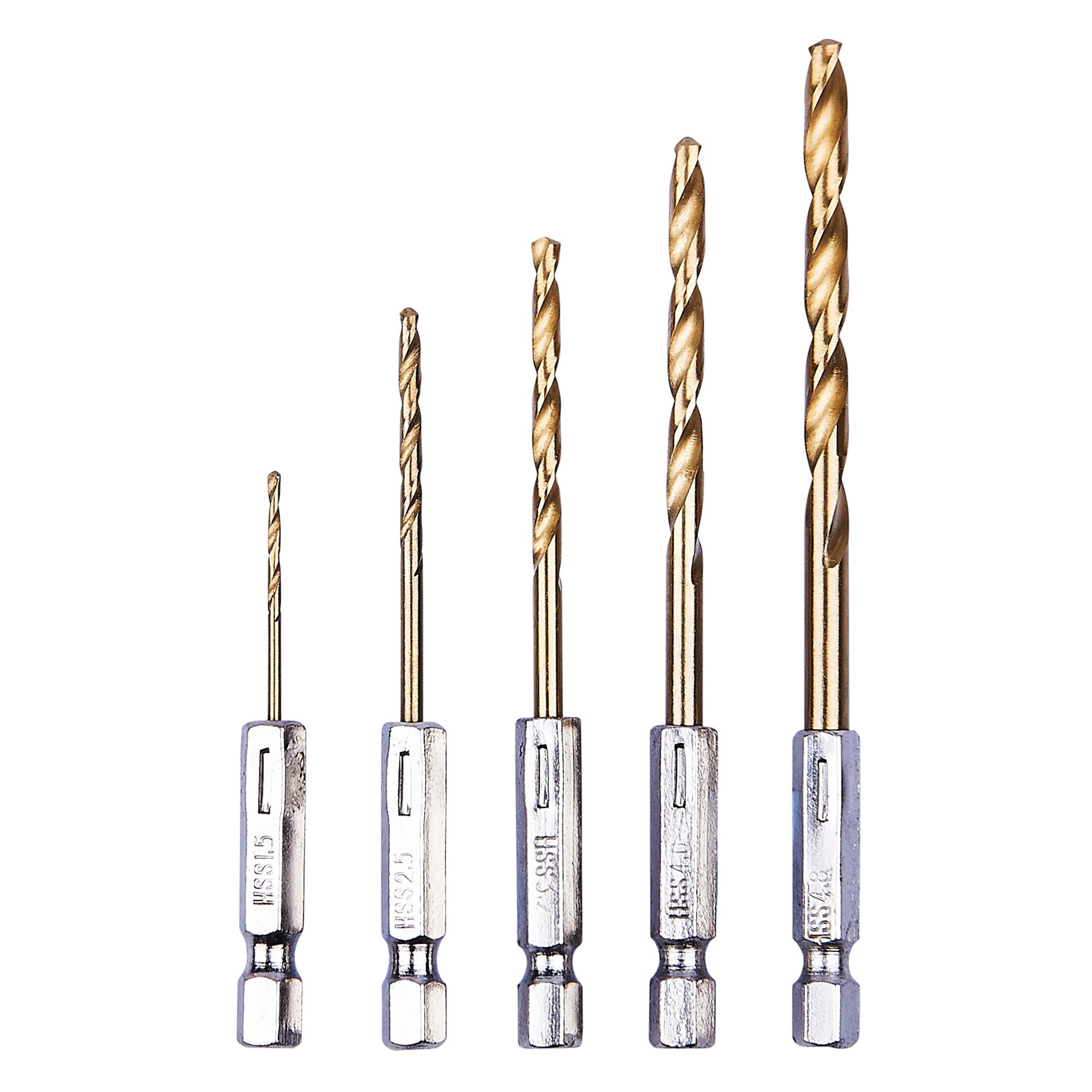 5pc 1/4" TIN COATED DRILL BIT SET
