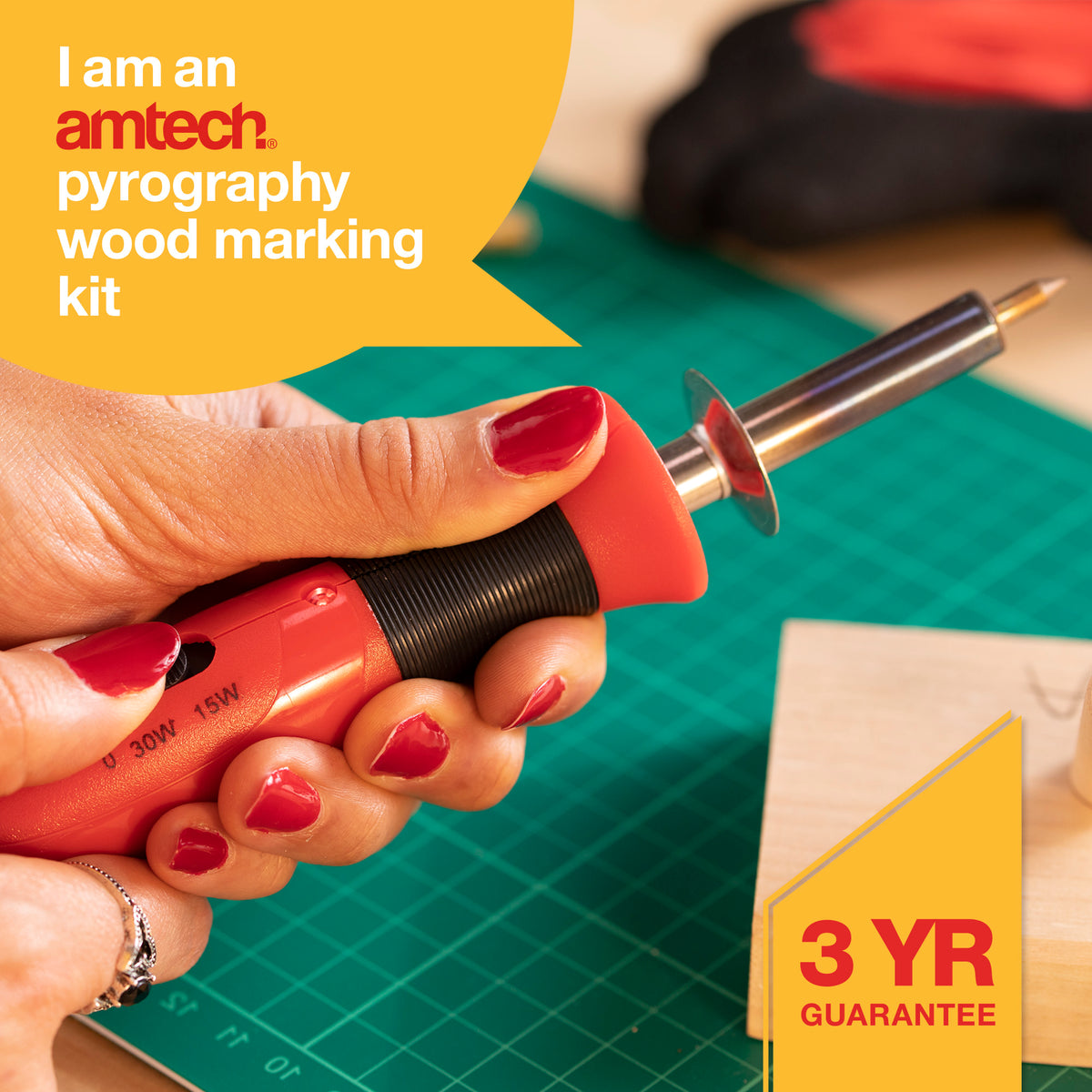 Pyrography Kit Injuries Amtech S1741 Pyrography wood marking kit | Amtech DIY