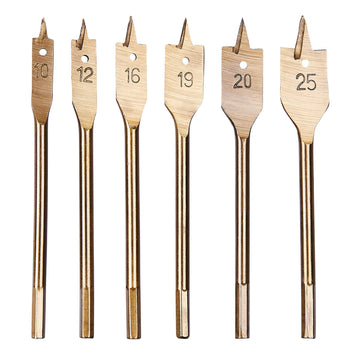 6pc FLAT WOOD BIT SET - TITANIUM