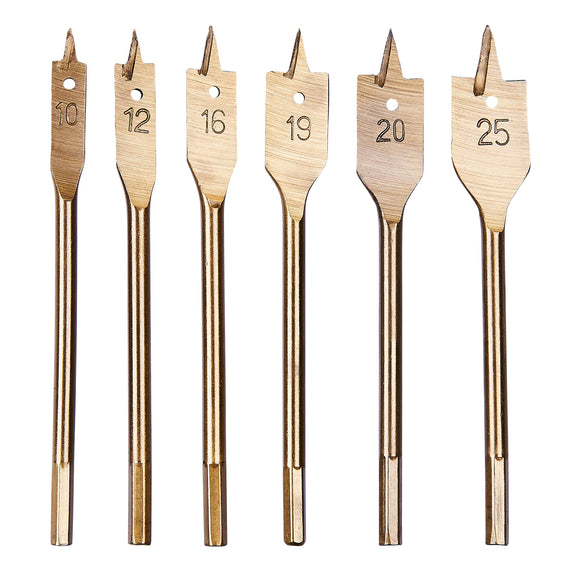 6pc FLAT WOOD BIT SET - TITANIUM