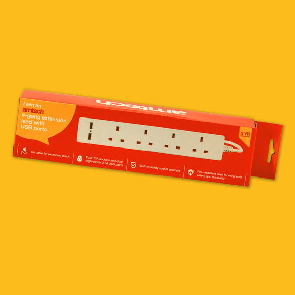 4-GANG EXTENSION SOCKET WITH USB PORTS