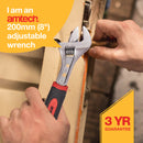 8'' ADJUSTABLE WRENCH INJECTED GRIP