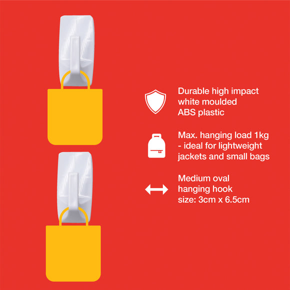 2pc RECTANGULAR REMOVABLE SELF-ADHESIVE HOOK SET (6.5x3 cm)