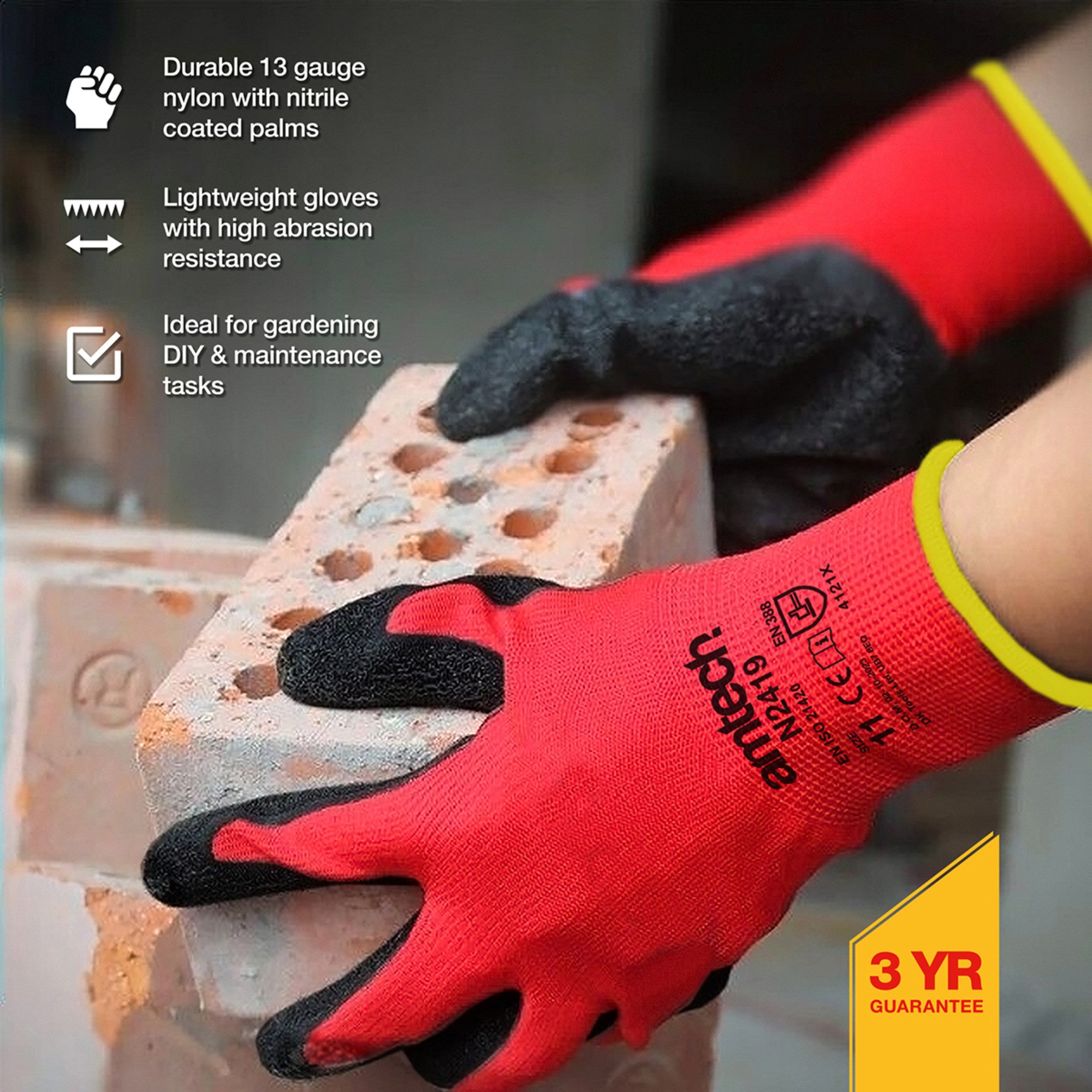 NITRILE PERFORMANCE WORK GLOVES SMALL (SIZE:7)