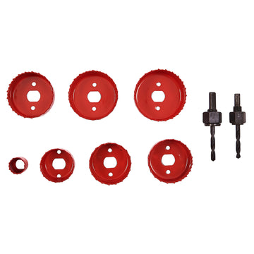 9pc HEAVY DUTY HOLE SAW SET - CARBON STEEL