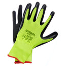HI-VIS RUBBER COATED GLOVES LARGE (SIZE:9)