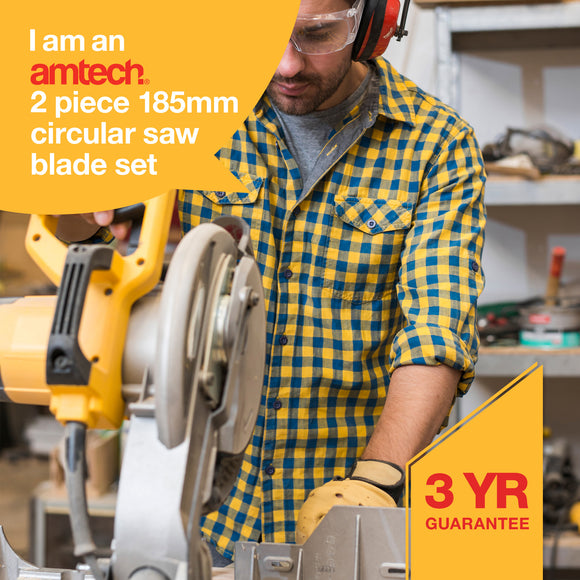 2pc 185mm CIRCULAR SAW BLADE SET (24T/40T)