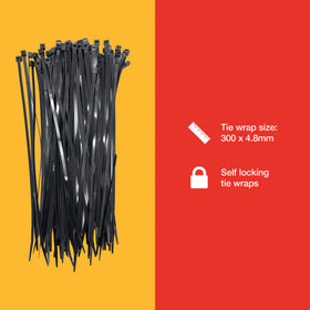 60pcs TIE WRAPS (300 x 4.8 mm) BLACK