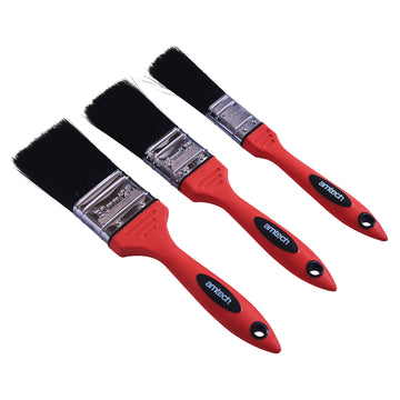 3pc NO BRISTLE LOSS PAINT BRUSH SET - SOFT HANDLE