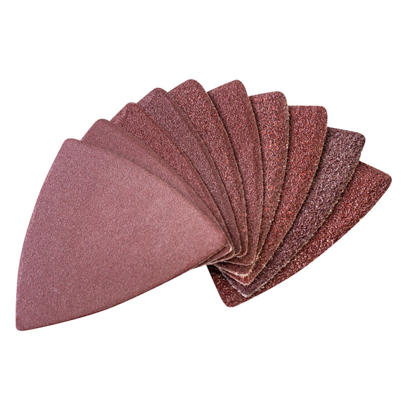 10pc ALUMINIUM OXIDE ASSORTED SANDING SHEETS  (80X80MM)
