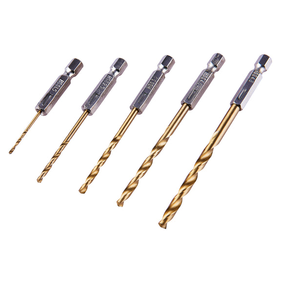 5pc 1/4" TIN COATED DRILL BIT SET