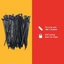 100pcs TIE WRAPS (100 x 2.5 mm) BLACK