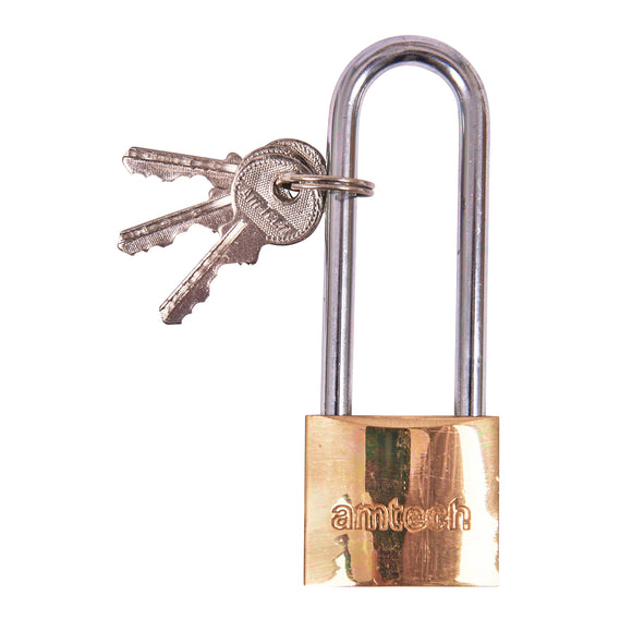 38mm LONG SHACKLE BRASS PADLOCK