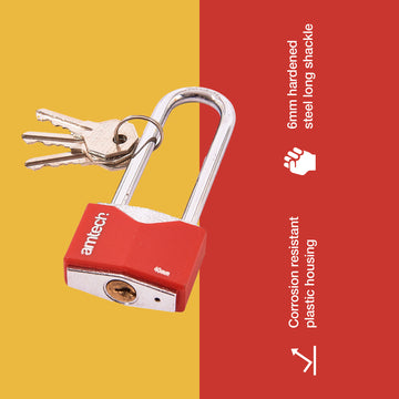 40mm LONG SHACKLE RHOMBIC CHROME PLATED IRON PADLOCK