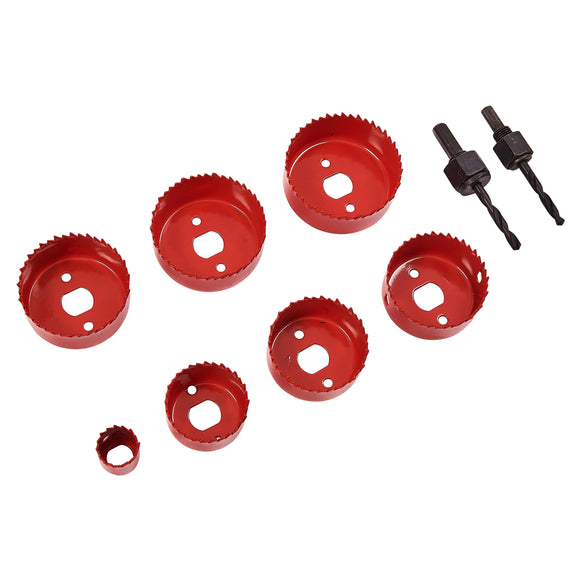 9pc HEAVY DUTY HOLE SAW SET - CARBON STEEL