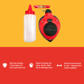 30M (100ft)  LINE MARKER, CHALK AND MINI LEVEL SET