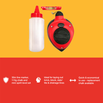 30M (100ft)  LINE MARKER, CHALK AND MINI LEVEL SET