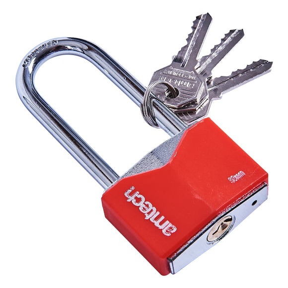 50mm LONG SHACKLE RHOMBIC CHROME PLATED IRON PADLOCK