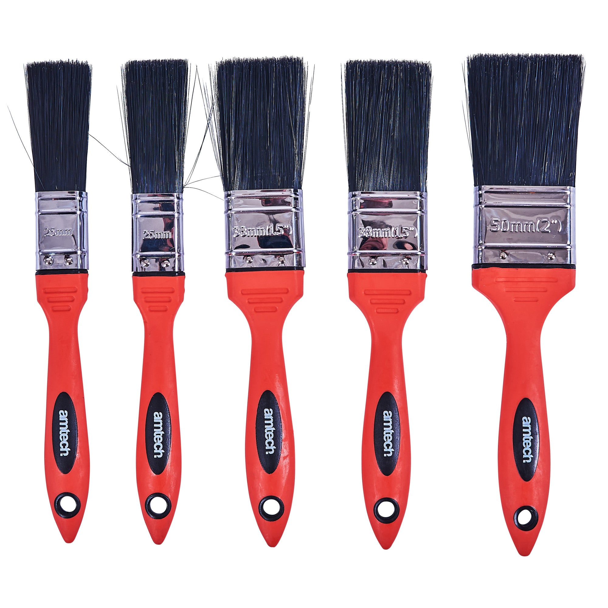 5pc NO BRISTLE LOSS PAINT BRUSH SET - SOFT HANDLE