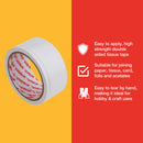 3PCS EASY TEAR DOUBLE SIDED TISSUE TAPE (6mm x 10M, 12 mm x 10M, 25 mm x 10M)