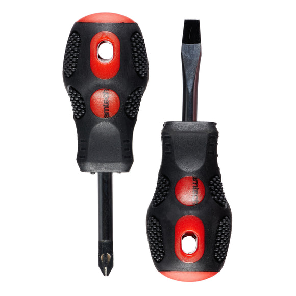 2pc STUBBY SCREWDRIVER SET (PZ2 AND SLOTTED 6MM)