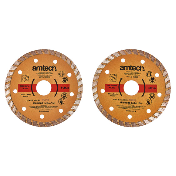 2pc 115mm (4-1/2") DIAMOND TURBO DISC SET
