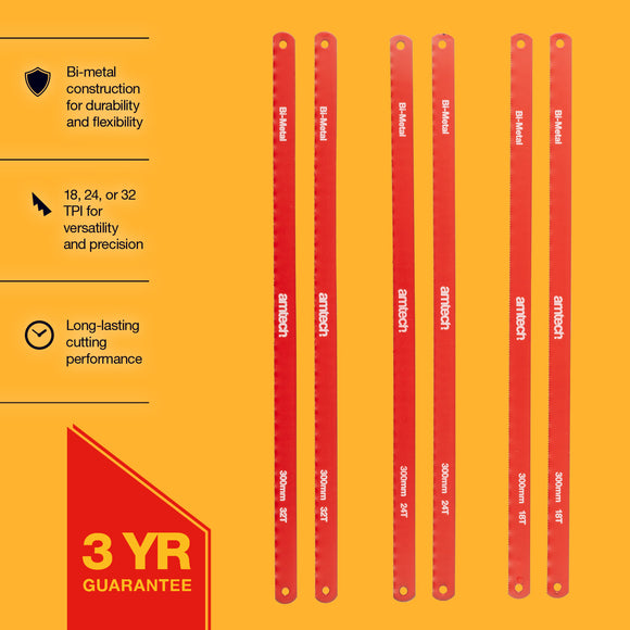 6pcs 300mm (12 INCH) BI-METAL HACKSAW BLADE SET