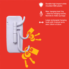 SELF-ADHESIVE HANGING HOOK WITH SWIVEL ARMS