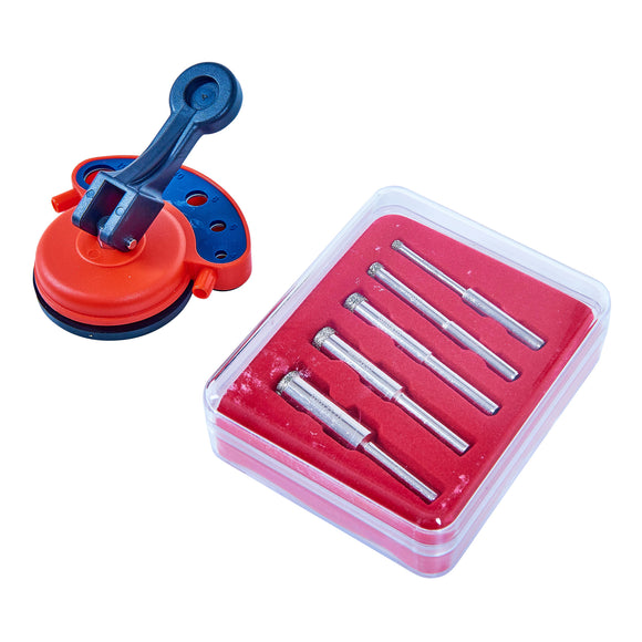 DIAMOND TILE CORE DRILL KIT & VACUUM BASE DRILL GUIDE