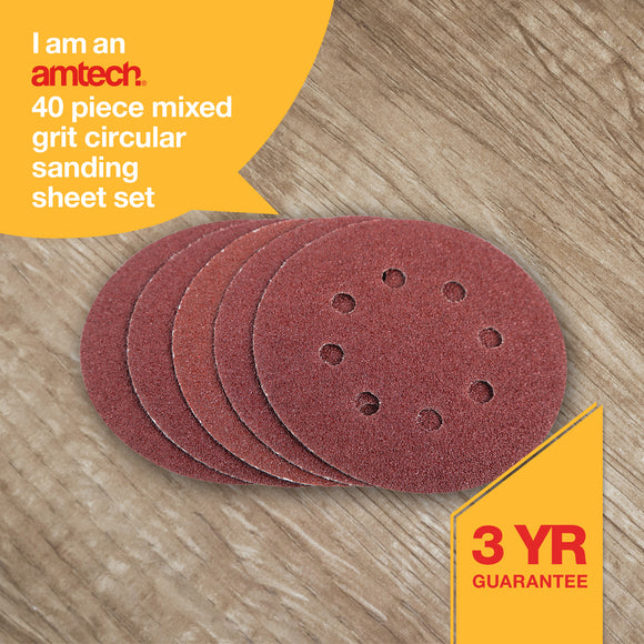 40pcs MIXED GRIT CIRCULAR SANDING SHEET SET (125MM)