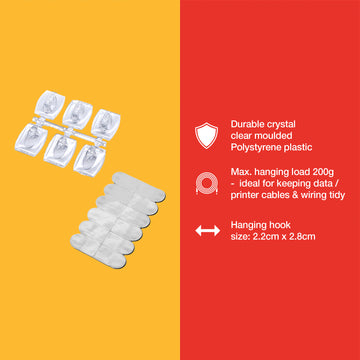 6pcs TRANSPARENT REMOVEABLE HOOK SET (2.8x2.2cm)