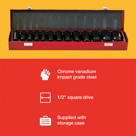 13PCS 1/2" DEEP IMPACT SOCKET SET
