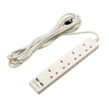4-GANG EXTENSION SOCKET WITH USB PORTS