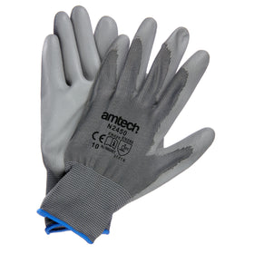 LIGHT DUTY PU COATED PALM GLOVES GREY XL (SIZE:10)