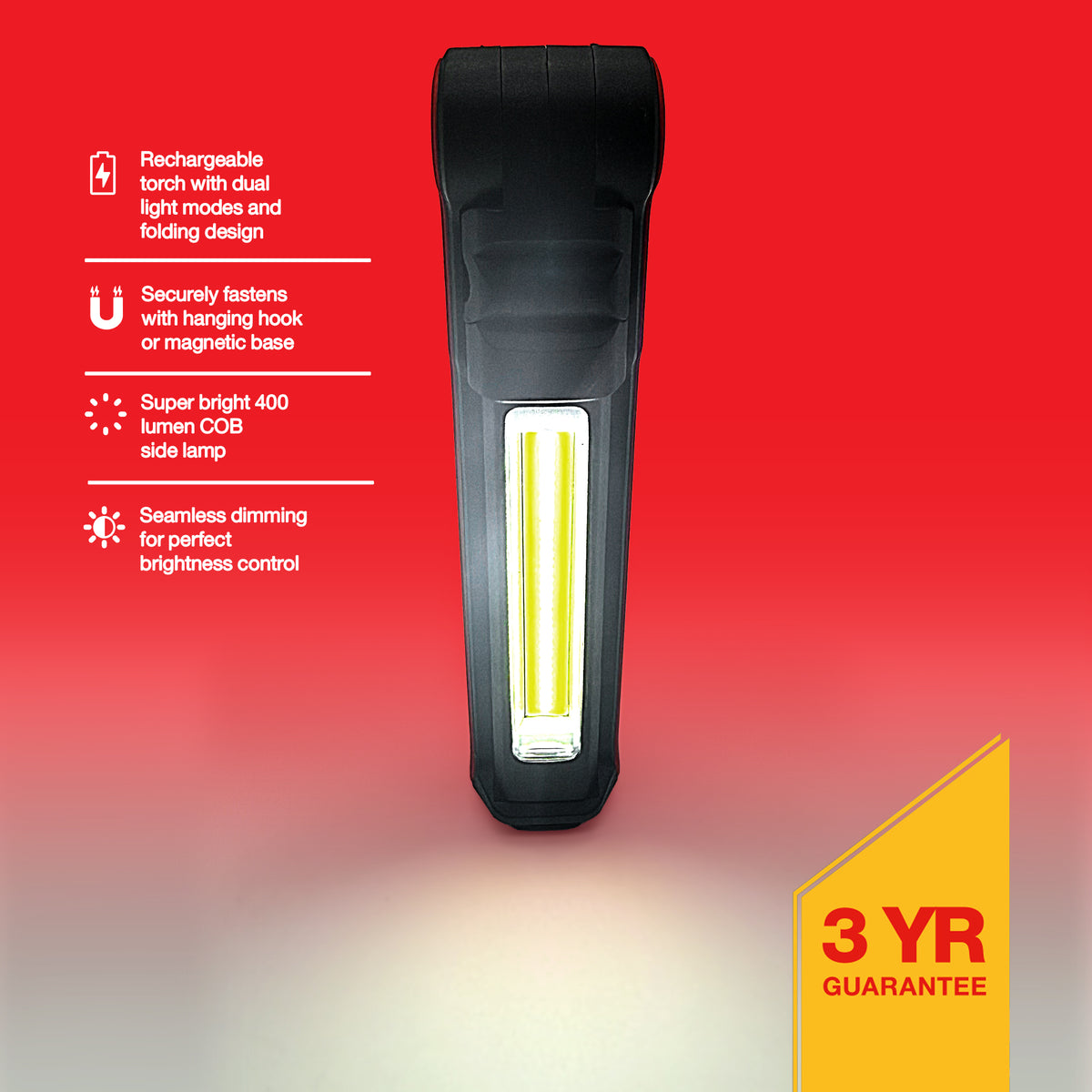 3W COB LED DIMMABLE FOLDING TORCH | Amtech DIY