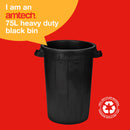 75L HEAVY DUTY BLACK BIN