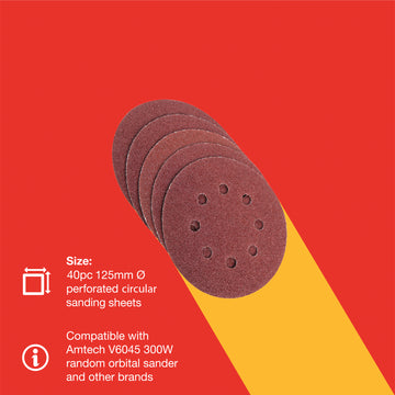40pcs MIXED GRIT CIRCULAR SANDING SHEET SET (125MM)
