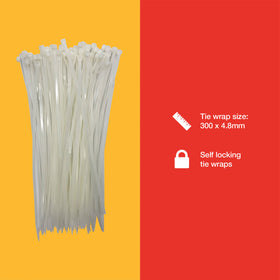 60pcs TIE WRAPS (300 x 4.8 mm) WHITE