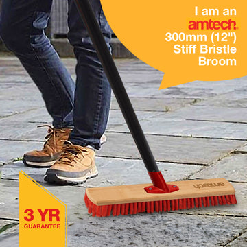 300mm (12") STIFF BRISTLE BROOM SET