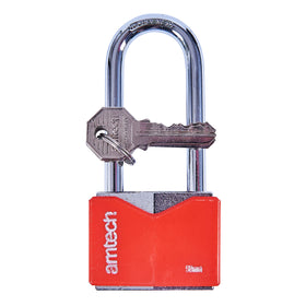 50mm LONG SHACKLE RHOMBIC CHROME PLATED IRON PADLOCK