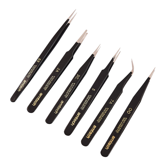 6pc COATED TWEEZER SET