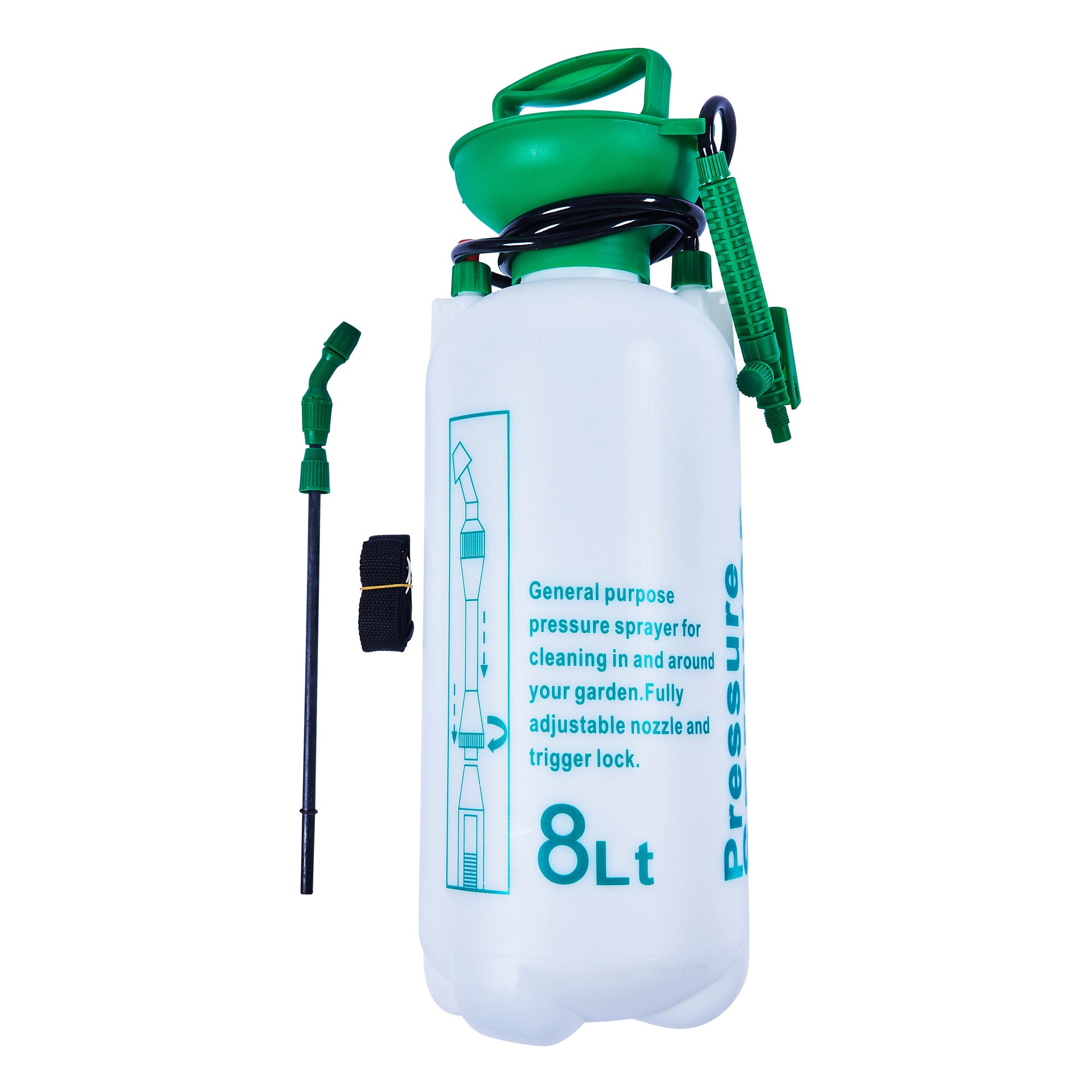 8 litre garden sprayer Amtech U2280 Pressure Sprayer Pump Action Garden Spray Wand, Weed Killer, White and Green, 8L
