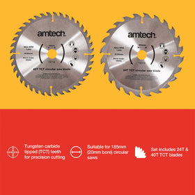 2pc 185mm CIRCULAR SAW BLADE SET (24T/40T)