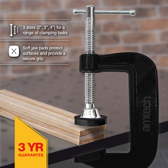 3 pcs G-CLAMP SET WITH PADS