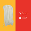 100pcs TIE WRAPS (200 x 2.5 mm) WHITE
