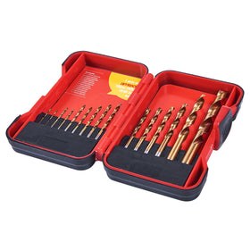 15pc HSS DRILL BIT SET TITANIUM NITRIDE COATED