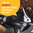 3pc 3/8'' EXTENSION BAR SET (3, 6, 9 inch) (CRV)